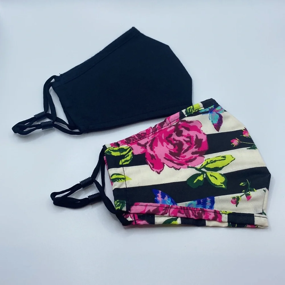 Betsey Johnson Floral Striped and Black Face Masks